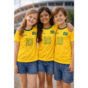 Camiseta infantil Brasil nº 10