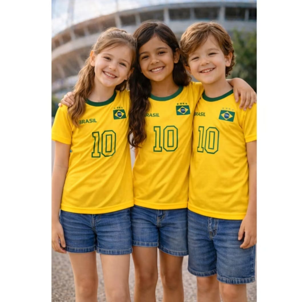 Camiseta infantil Brasil nº 10